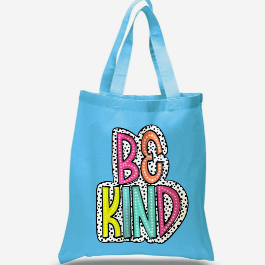 Be Kind Turquoise Canvas Cotton Tote Bag