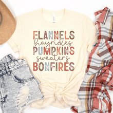 Load image into Gallery viewer, Flannels, Hayrides, Pumpkins, Fall T-shirt
