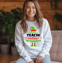 Load image into Gallery viewer, I Just Like to Teach! Teaching&#39;s My Favorite Crew Neck Teacher Shirt
