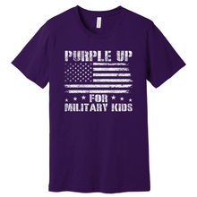 Load image into Gallery viewer, Distressed Purple Up for Military Kids T-shirt
