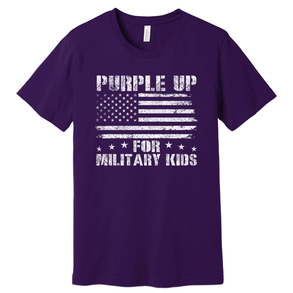 Distressed Purple Up for Military Kids T-shirt