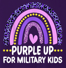 Load image into Gallery viewer, “Purple Up for Military Kids” Crew Neck Purple T-shirt
