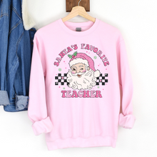 Load image into Gallery viewer, Santa&#39;s Favorite Teacher Vintage Pink Christmas Sweatshirt
