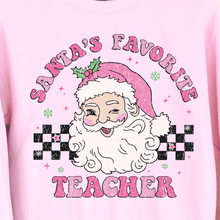 Load image into Gallery viewer, Santa&#39;s Favorite Teacher Vintage Pink Christmas Sweatshirt
