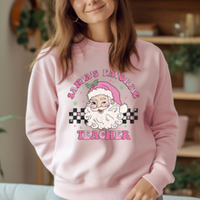 Load image into Gallery viewer, Santa&#39;s Favorite Teacher Vintage Pink Christmas Sweatshirt
