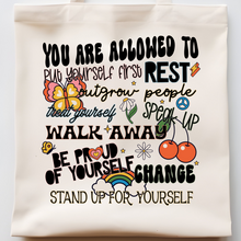 Load image into Gallery viewer, You Are Allowed Motivational Tote Bag
