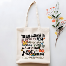 Load image into Gallery viewer, You Are Allowed Motivational Tote Bag
